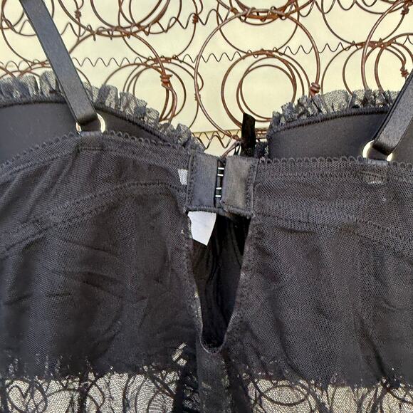 Fredericks of Hollywood Black Silver Bling Sheer Lacy Babydoll Slip Seductive XL - Picture 4 of 6